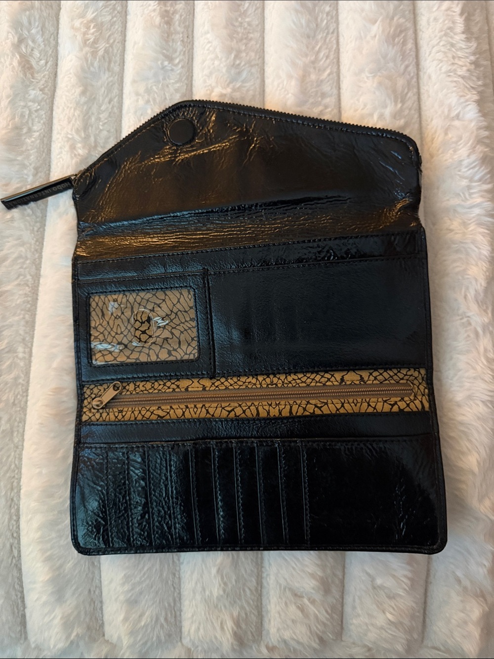 HOBO Black Leather Fold-Over Wallet Clutch